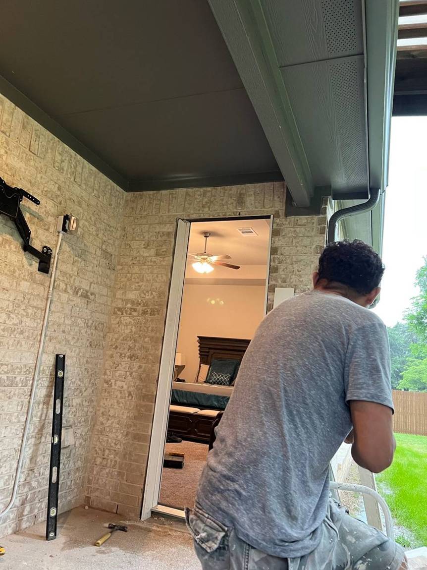 New door frame installed in the opening