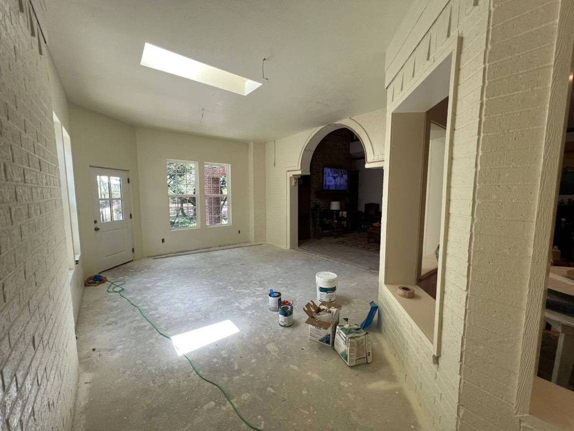 Interior walls finished and painted with skylight installed